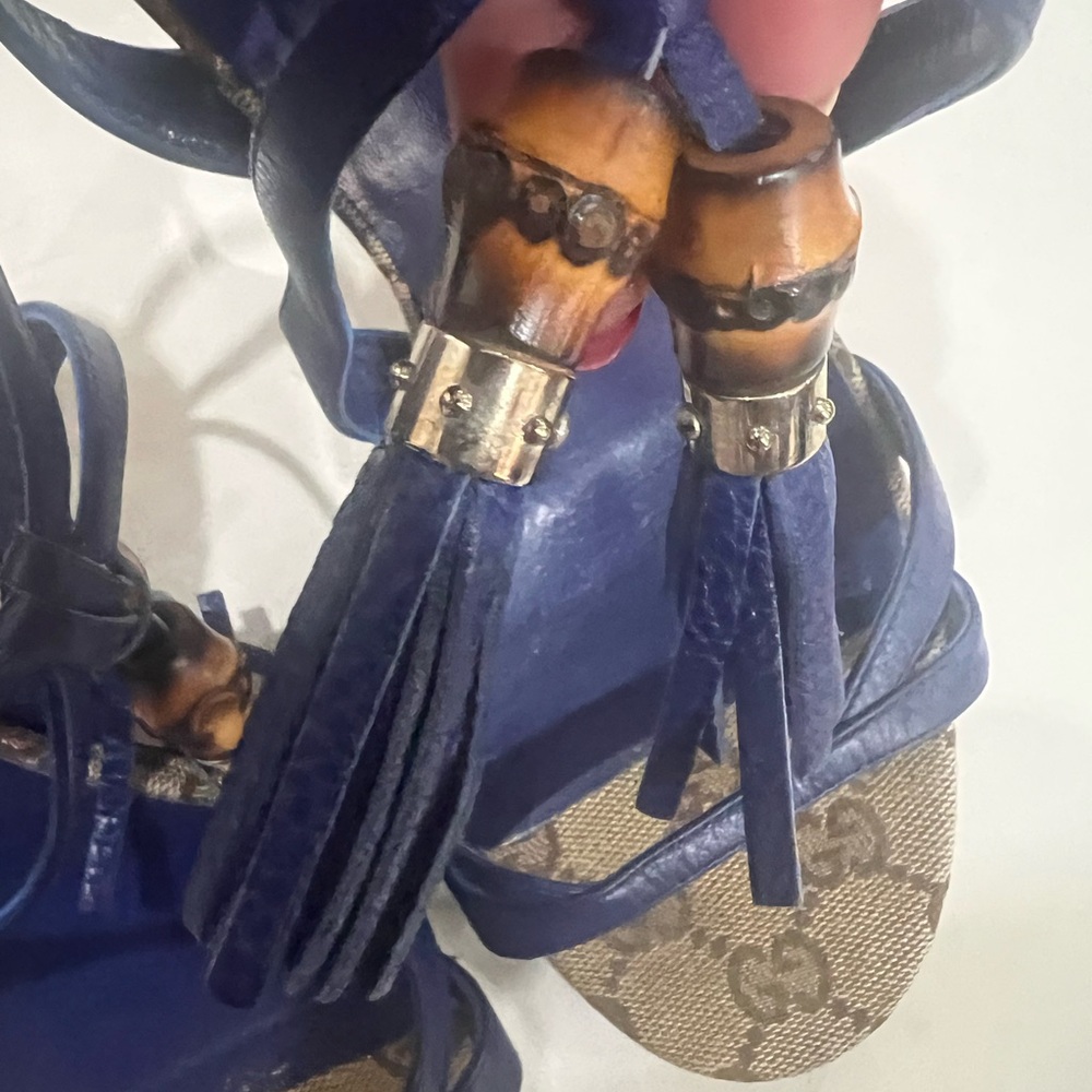 Gucci Blue Leather Strappy Heels - Picture 5 of 11